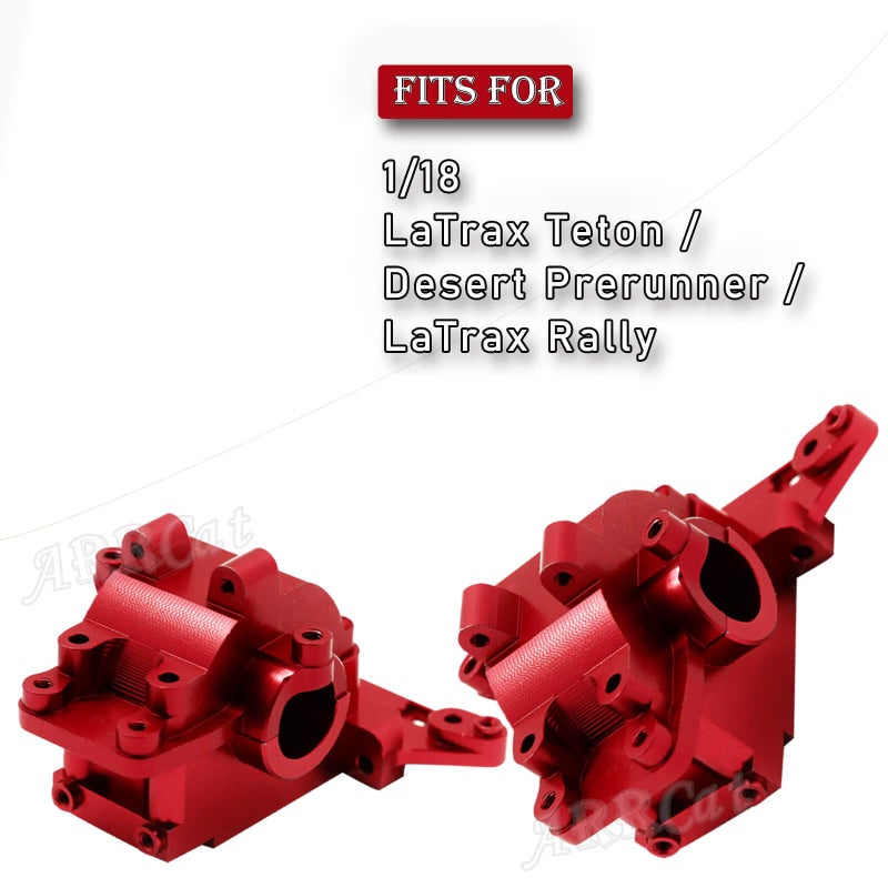 ARRCat Alloy Differential Housing Bulkhead Front & Rear Upgrades for 1/18 LaTrax Teton Desert Prerunner Rally SST  Replace #7530 (Red) - Image 2